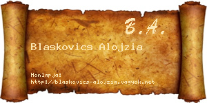 Blaskovics Alojzia névjegykártya